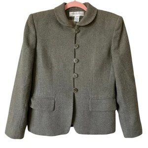 Jones New York Petite 100% Worsted Wool 5-Button Olive Green Pockets Blazer 6P